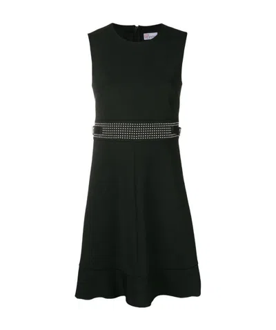 Valentino Rivet Waist Mini Dress In Black