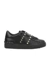 Valentino Riveted Casual Sneakers With Low Uppers In Black