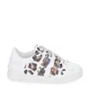 Valentino Riveted Leopard Print Leisure Sports Shoes In White