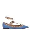 Valentino Garavani Rockstud Ballet Flats In Blue