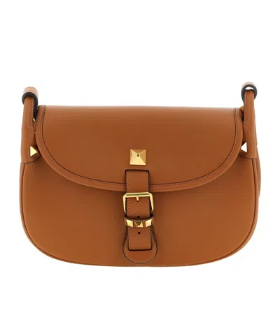 Valentino Garavani Riveted Single-shoulder Bag In Brown