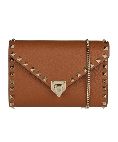 Valentino Garavani Riveted Single-shoulder Bag In Brown