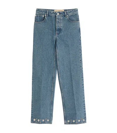 VALENTINO RIVULET-DETAIL STRAIGHT JEANS