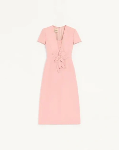 Valentino Dressing Gown Brodée En Crêpe Couture Femme Rose 46 In Pink