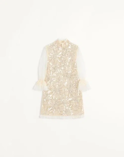 Valentino Silk Sequined Mini Dress In Nude