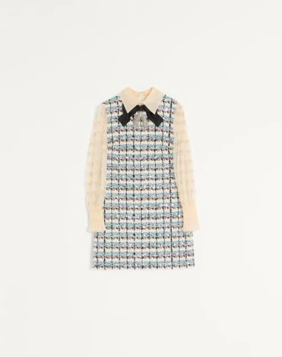 VALENTINO VALENTINO TWEED PAILLETTES EMBROIDERED SHORT DRESS WOMAN MULTICOLOUR 48