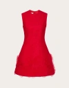 Valentino Robe Courte Brodée Tulle Illusione Femme Rouge 46 In Red