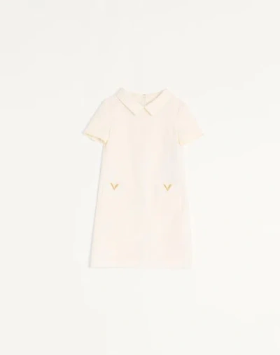 Valentino Robe Courte En Crêpe Couture Femme Ivoire 46