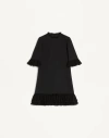 Valentino Garavani Ruffle Trim Crepe Couture Minidress In Black