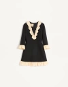 Valentino Womens Navy Betulla Ruffled V-neck Wool And Silk Midi Dress In Black