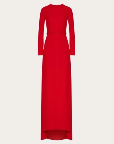 Valentino Belted Train Gown In Red