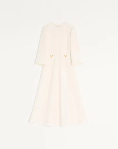 Valentino Robe Mi-longue En Crêpe Couture Femme Ivoire 46