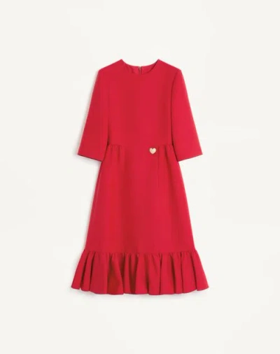 Valentino Crepe Couture Midi Dress In Red