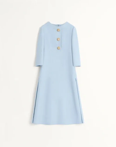 Valentino Crepe Couture Midi Dress In Blue-gray