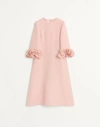 Valentino Wool-silk Floral-sleeve Midi Dress In Vieux Rose