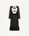 Valentino Black Midi Wool Dress With Bows In Noir/beige Doux