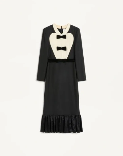 Valentino Black Midi Wool Dress With Bows