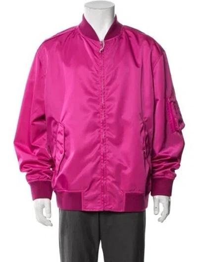 Pre-owned Valentino Rockmance Accents Bomber Jacket W/ Tags In Pink