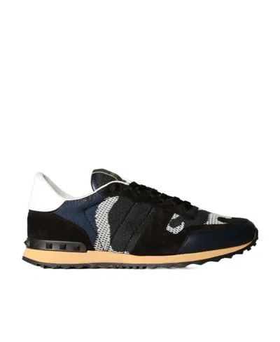 Valentino Garavani Rockrunner Camouflage-print Sneakers In Black