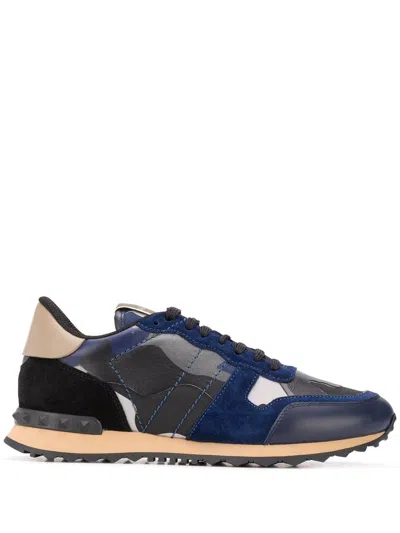 Valentino Garavani Rockrunner Camouflage Sneakers In Black