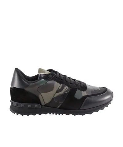 Valentino Garavani Rockrunner Camouflage Sneakers In Black