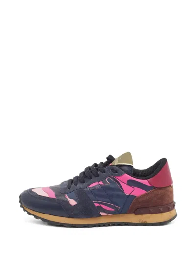 Pre-owned Valentino Garavani Rockrunner Camouflage Sneakers In Blue