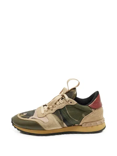 Pre-owned Valentino Garavani Rockrunner Camouflage Sneakers In Green