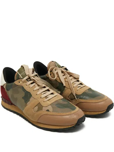 Pre-owned Valentino Garavani Rockrunner Camouflage Sneakers In Neutral