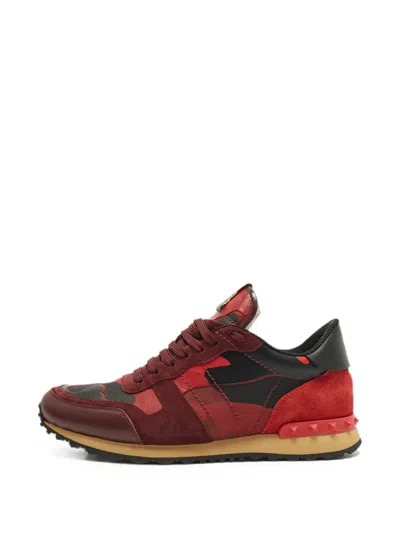 Pre-owned Valentino Garavani Rockrunner Camouflage Sneakers In Red