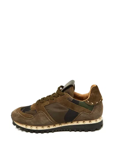 Pre-owned Valentino Garavani Rockrunner Camouflage-pattern Sneakers In Brown