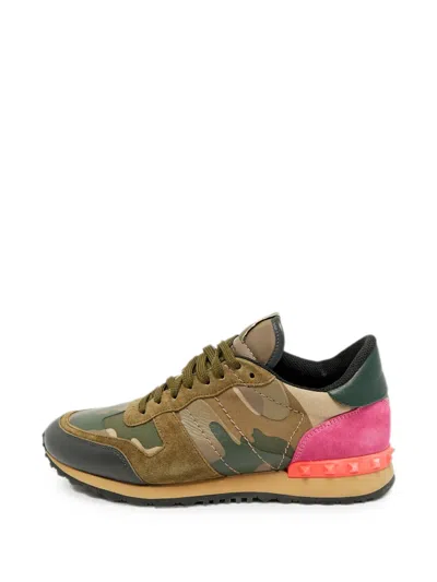 Pre-owned Valentino Garavani Rockrunner Camouflage-pattern Sneakers In Green