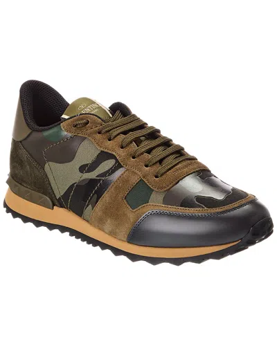 Valentino Garavani Rockrunner Camouflage-print Leather And Suede Low-top Trainers