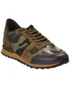 Valentino Rockrunner Camouflage-print Leather And Suede Low-top Trainers