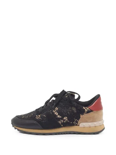 Pre-owned Valentino Garavani Rockrunner Lace-up Sneakers In Black