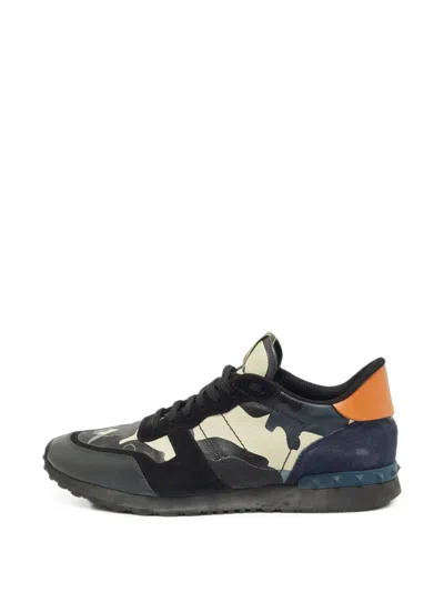 Pre-owned Valentino Garavani Rockrunner Lace-up Sneakers In Black