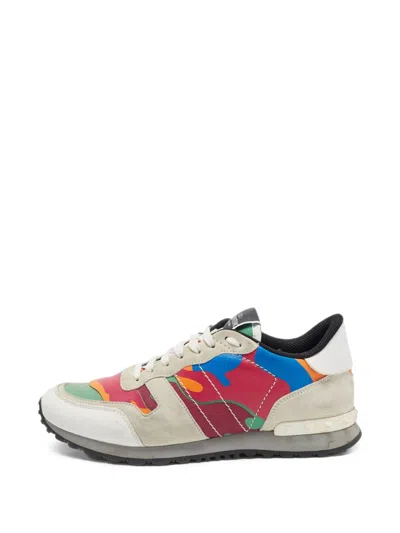 Pre-owned Valentino Garavani Rockrunner Lace-up Sneakers In Neutrals