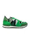 Valentino Camouflage Sneakers With Mesh And Rubber Sole In Green