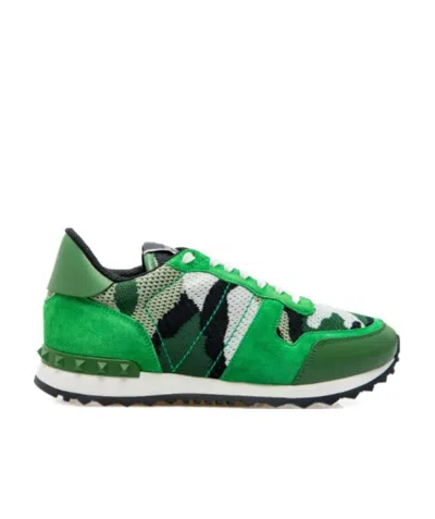 Valentino Garavani Rockrunner Low-top Sneakers In Green