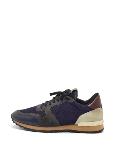 Pre-owned Valentino Garavani Rockrunner Panelled Sneakers In Blue