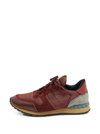 Pre-owned Valentino Garavani Rockrunner Panelled Sneakers In Red