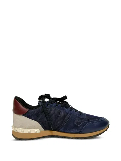 Pre-owned Valentino Garavani Rockrunner Rockstud Sneakers In Blue