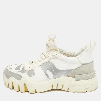 Pre-owned Valentino Garavani Rockrunner Size 38 Multicolor Camouflage Canvas And Suede Low Top Sneakers