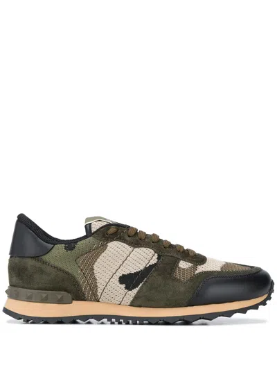 Valentino Garavani Rockrunner Jacquard Low Top Sneakers In Green