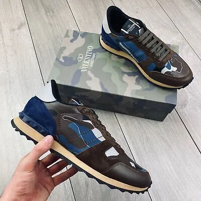 Pre-owned Valentino Rockrunner Trainers In Colour_blue, Colour_brown, Footwear, Sale, Trainers