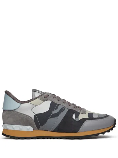 Valentino Garavani Rockrunner Camouflage Low-top Sneakers In Grey