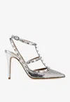 Valentino Mirror Effect Rockstud Pump In Silver