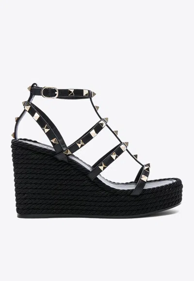 VALENTINO GARAVANI ROCKSTUD 100 ESPADRILLE WEDGE SANDALS