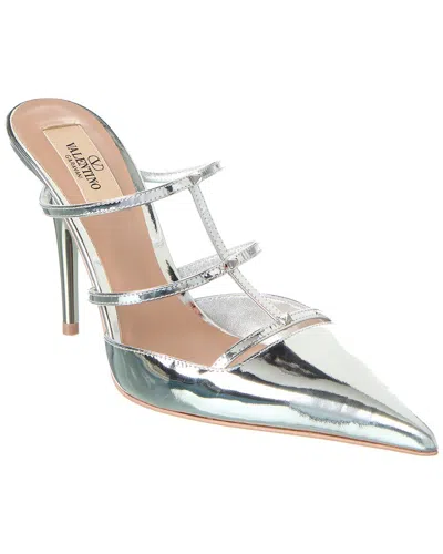 Valentino Garavani Valentino Rockstud Leather Mule In Silver