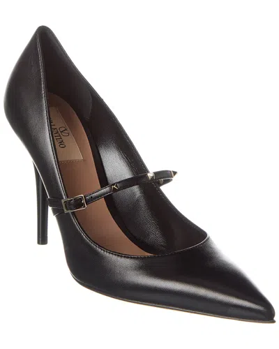 Valentino Garavani Valentino Rockstud 100 Leather Pump In Black