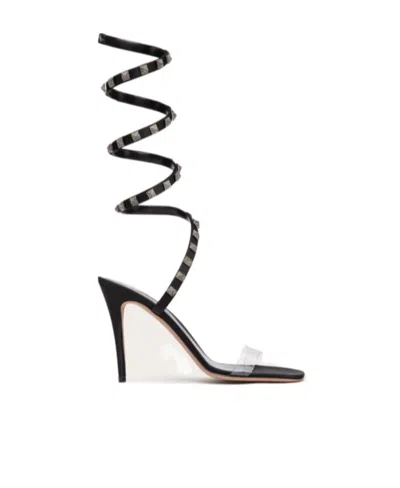 Valentino Garavani Rockstud 100 Leather Sandals In Black